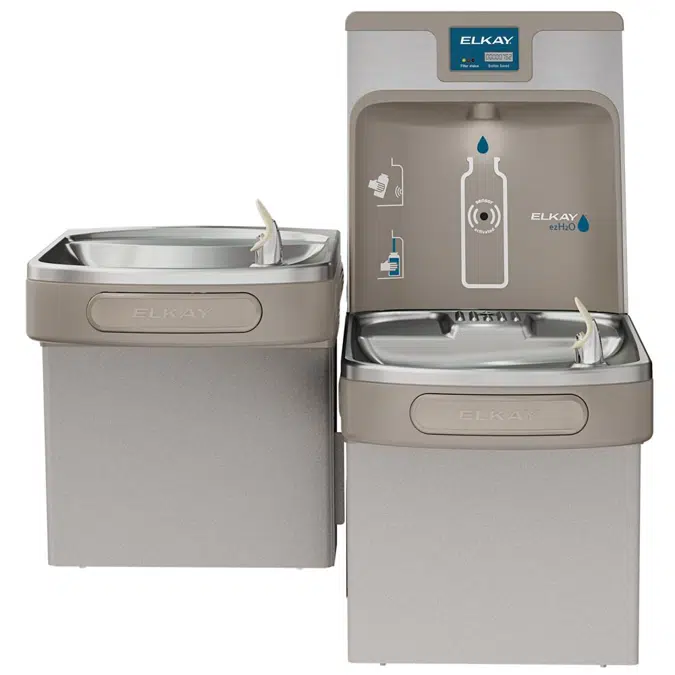 LZSTL8WSLK Elkay ezH2O®  Bottle Filling Station & Versatile Bi-Level ADA Cooler Filtered Refrigerated Light Gray