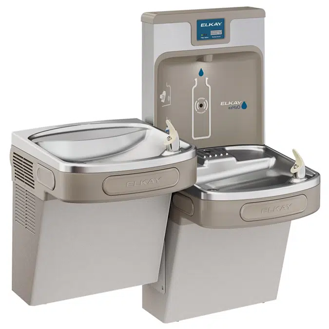 LZSTL8WSLK Elkay ezH2O®  Bottle Filling Station & Versatile Bi-Level ADA Cooler Filtered Refrigerated Light Gray