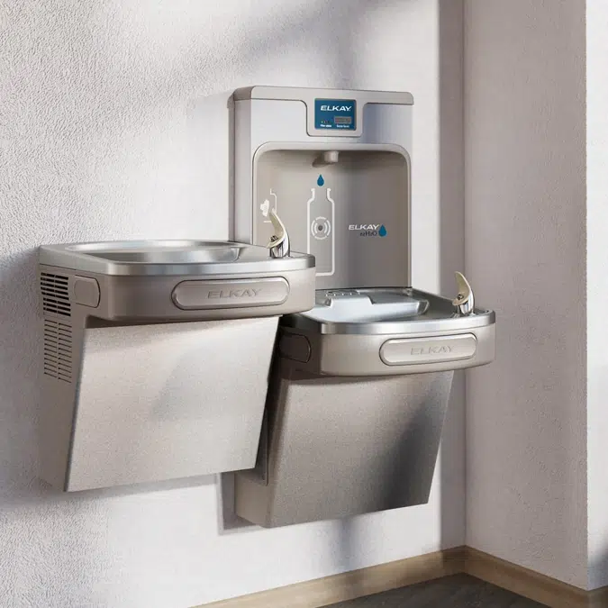 LZSTL8WSLK Elkay ezH2O®  Bottle Filling Station & Versatile Bi-Level ADA Cooler Filtered Refrigerated Light Gray