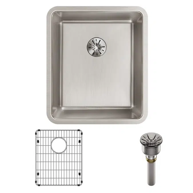 ELUHH1316TPDBG Lustertone Iconix® 16 Gauge Stainless Steel 16" x 18-1/2" x 8" Single Bowl Undermount Sink Kit with Perfect Drain®