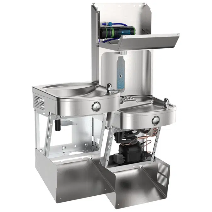 LVRCTL8WSPRO-FLP4 Elkay Pro Filtration® Vandal-Resistant Connected Bottle Filling Station&BiLevel ADA Cooler Refrig Total PFAS*+Lead Rd SS