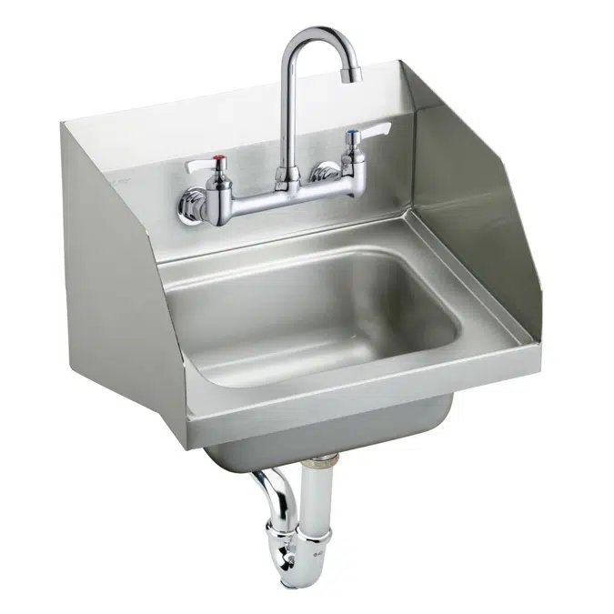 CHS1716LRSC Elkay Stainless Steel 16-3/4" x 15-1/2" x 13" Single Bowl Wall Hung Handwash Sink Kit w/Side Splashes