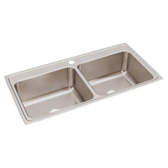 DLR4322101_5_MR2 Lustertone® Classic Stainless Steel 43" x 22" x 10-1/8" Equal Double Bowl Drop-in Sink