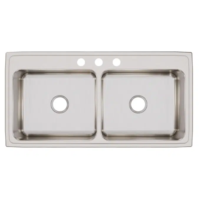 DLR4322101_5_MR2 Lustertone® Classic Stainless Steel 43" x 22" x 10-1/8" Equal Double Bowl Drop-in Sink