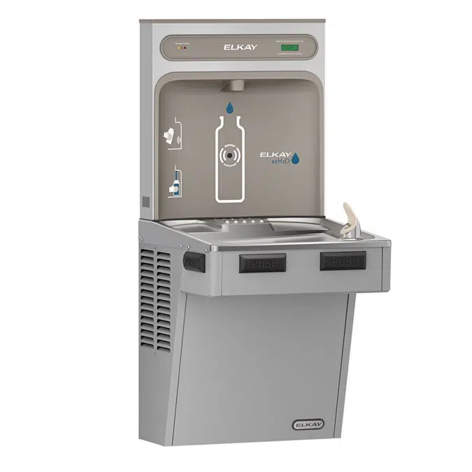 LMABF8WSLK Elkay ezH2O Bottle Filling Station with Mechanically Activated, Single ADA Cooler Filtered Refrigerated Light Gray