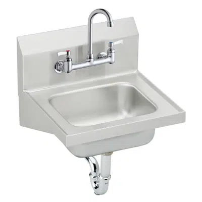 Зображення для CHS1716C Elkay Stainless Steel 16-3/4" x 15-1/2" x 13" Single Bowl Wall Hung Handwash Sink Kit w/Faucet + Drain + P-trap