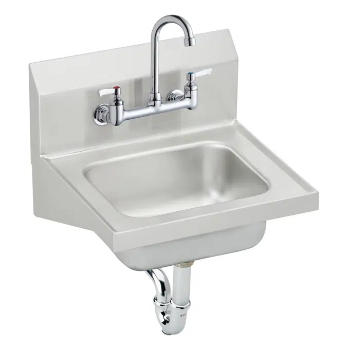 CHS1716C Elkay Stainless Steel 16-3/4" x 15-1/2" x 13" Single Bowl Wall Hung Handwash Sink Kit w/Faucet + Drain + P-trap