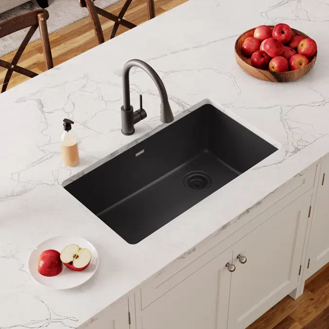 ELGU13322GT0_GS_MB_WH Quartz Classic® 33" x 18-3/4" x 9-1/2" Single Bowl Undermount Sink