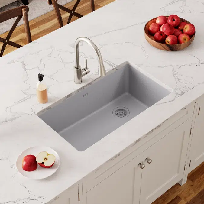ELGU13322GT0_GS_MB_WH Quartz Classic® 33" x 18-3/4" x 9-1/2" Single Bowl Undermount Sink