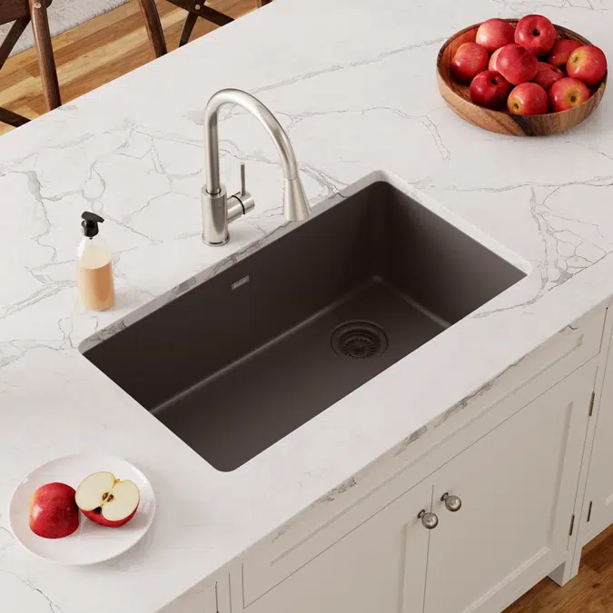 ELGU13322GT0_GS_MB_WH Quartz Classic® 33" x 18-3/4" x 9-1/2" Single Bowl Undermount Sink