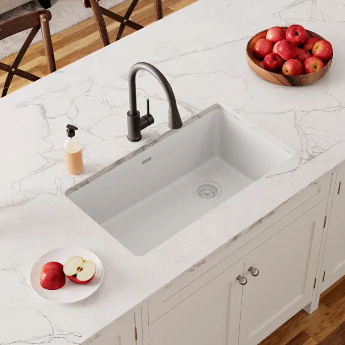 ELGU13322GT0_GS_MB_WH Quartz Classic® 33" x 18-3/4" x 9-1/2" Single Bowl Undermount Sink