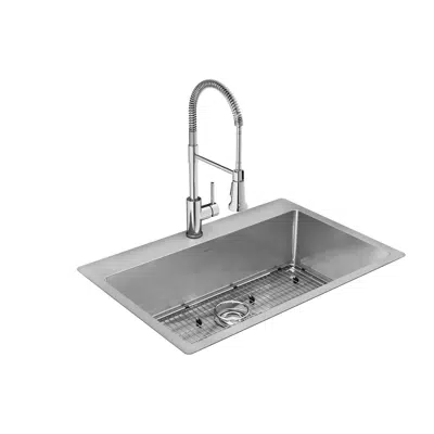 Immagine per ECTSRS33229TFC Elkay Crosstown® 18 Gauge Stainless Steel 33" x 22" x 9" 1-Hole Single Bowl Dual Mount Sink Kit with Faucet