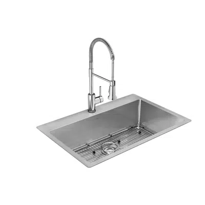 bilde for ECTSRS33229TFC Elkay Crosstown® 18 Gauge Stainless Steel 33" x 22" x 9" 1-Hole Single Bowl Dual Mount Sink Kit with Faucet