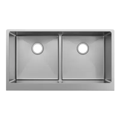 EFRUFFA3417 Elkay Crosstown® 16 Gauge Stainless Steel 35-7/8" x 20-1/4" x 9" Equal Double Bowl Tall Farmhouse Sink with Aqua Divide için görüntü
