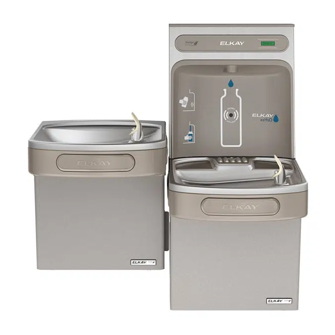 EZSTLG8WSLK Elkay ezH2O®  Bottle Filling Station & Versatile Bi-Level ADA Cooler High Efficiecny Non-Filtered Refrigerated Light Gray