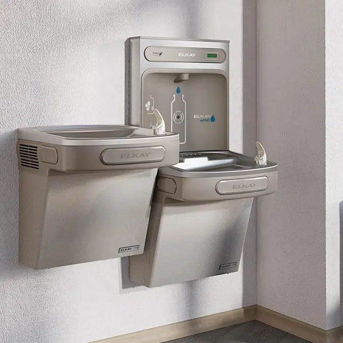EZSTLG8WSLK Elkay ezH2O®  Bottle Filling Station & Versatile Bi-Level ADA Cooler High Efficiecny Non-Filtered Refrigerated Light Gray