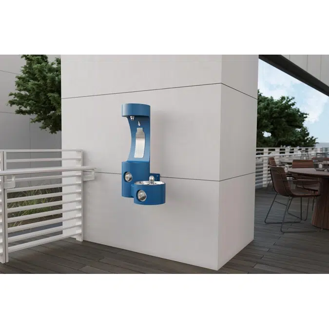 LK4408BFBLU Elkay Outdoor ezH2O®  Bottle Filling Station Wall Mount with Single Fountain Non-Filtered Non-Refrigerated Blue