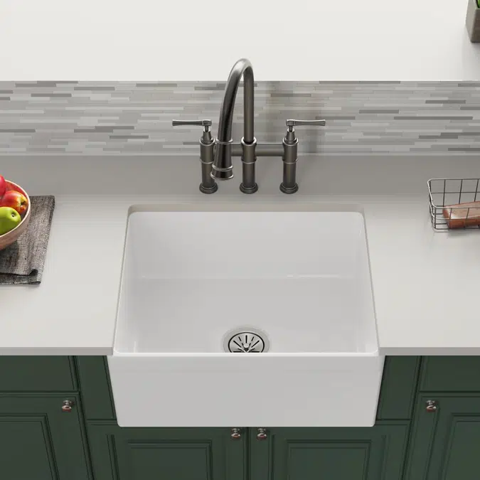 SWUF2520WH Fireclay 24-7/16" x 19-11/16" x 9-1/8" Single Bowl Farmhouse Sink