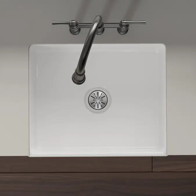 SWUF2520WH Fireclay 24-7/16" x 19-11/16" x 9-1/8" Single Bowl Farmhouse Sink