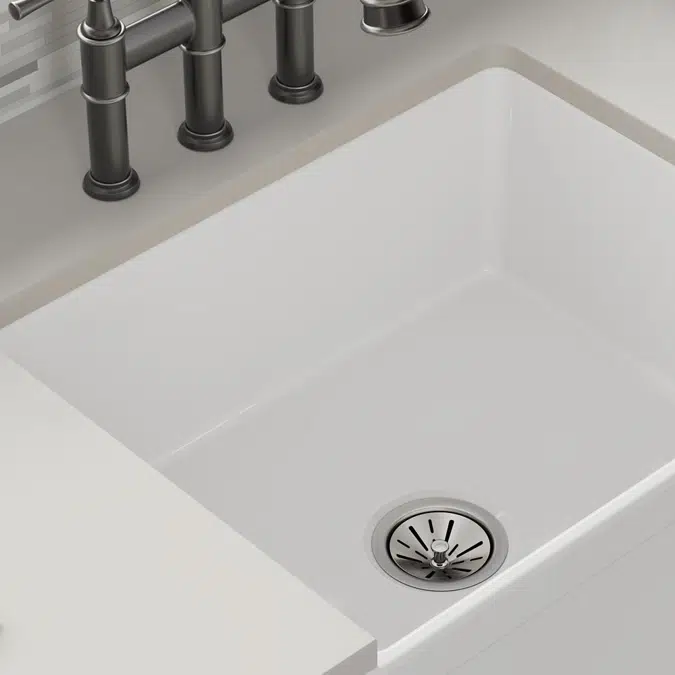 SWUF2520WH Fireclay 24-7/16" x 19-11/16" x 9-1/8" Single Bowl Farmhouse Sink