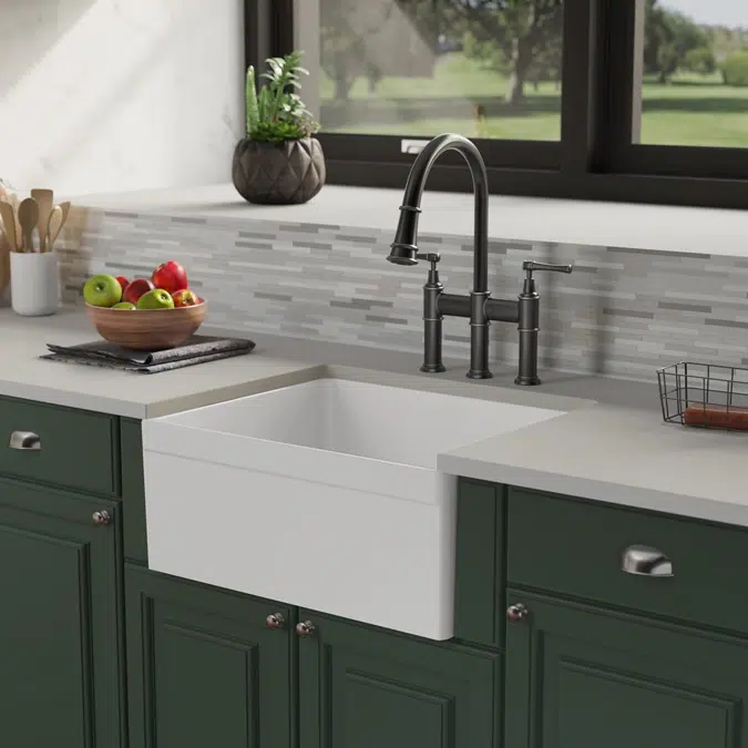 SWUF2520WH Fireclay 24-7/16" x 19-11/16" x 9-1/8" Single Bowl Farmhouse Sink