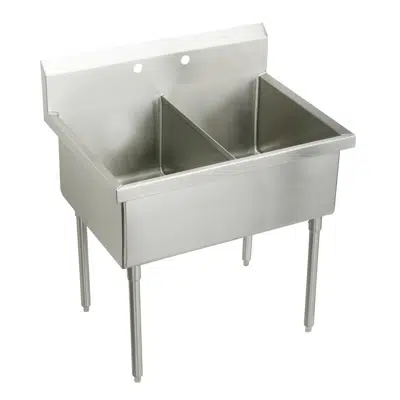 Image for Elkay Weldbilt Stainless Steel 45" x 27-1/2" x 14" Floor Mount, Double Compartment Scullery Sink