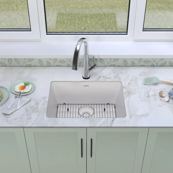 ELGU2522WH0FLC Elkay Quartz Classic® 24-5/8" x 18-1/2" x 9-1/2" Single Bowl Undermount Sink Kit with Filtered Faucet White