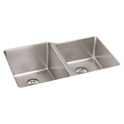 Image pour ELUHH3120RTPD Lustertone Iconix® 16 Gauge Stainless Steel 31-1/4" x 20-1/2" x 9" Double Bowl Undermount Sink with Right Perfect Drain®