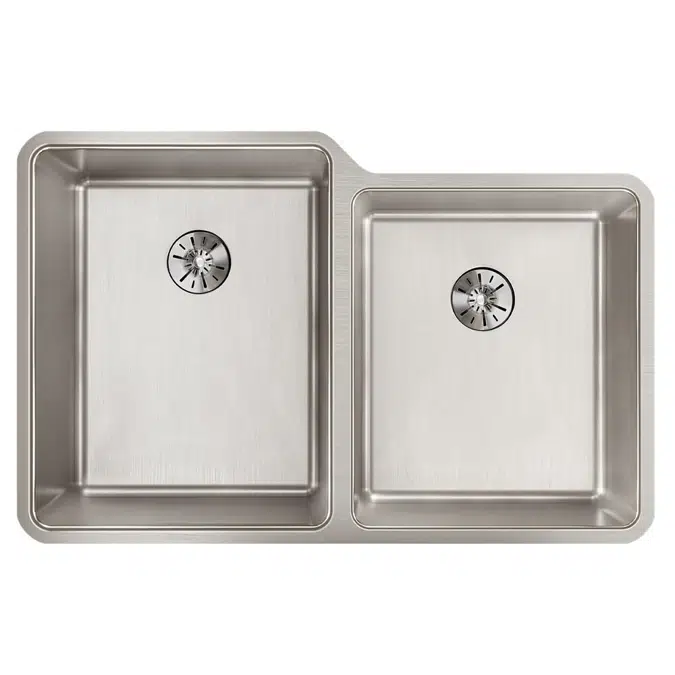 ELUHH3120RTPD Lustertone Iconix® 16 Gauge Stainless Steel 31-1/4" x 20-1/2" x 9" Double Bowl Undermount Sink with Right Perfect Drain®