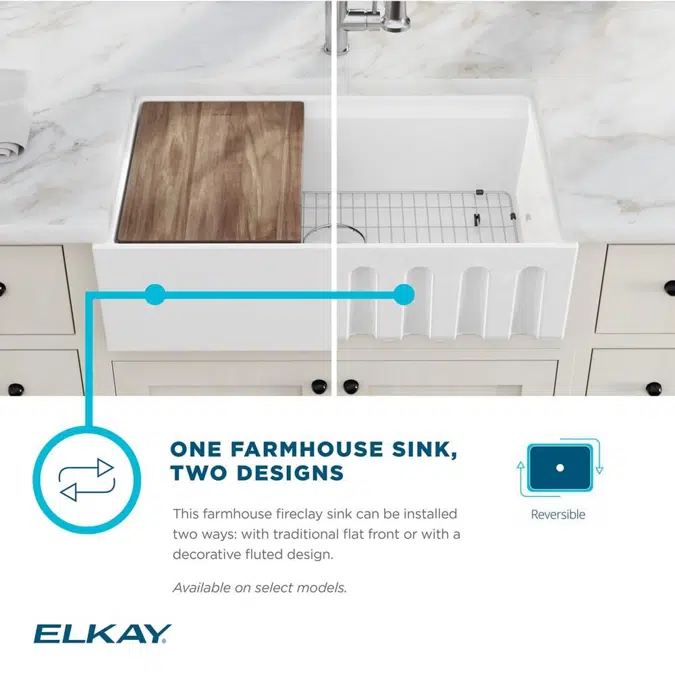 SWUF13318CBWH Fireclay 33" x 18-13/16" x 9-5/8" Single Bowl Farmhouse Workstation Sink Kit White