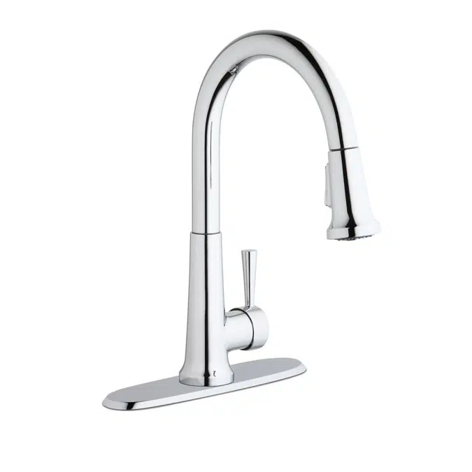 LK6000_LS_CR Everyday Single Hole Deck Mount Kitchen Faucet with Pull-down Spray Forward Only Lever Handle
