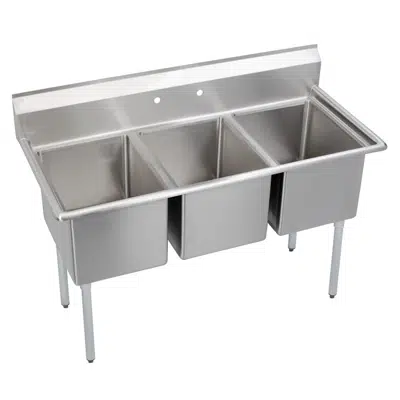 Image for E3C16X20-0X Elkay® Dependabilt™ Stainless Steel 57" x 25-13/16" x 43-3/4" 18 Gauge Three Compartment Sink with Stainless Steel Legs