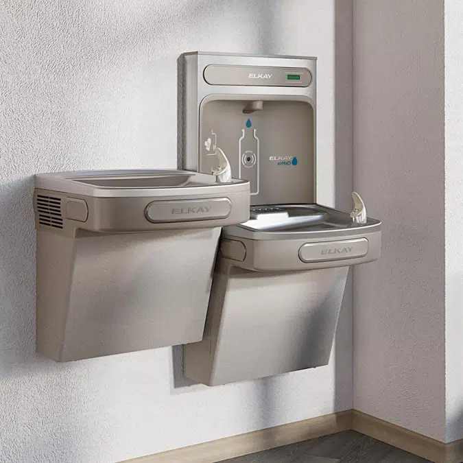 EZSTLDDWSLK Elkay ezH2O®  Bottle Filling Station & Versatile Bi-Level ADA Cooler Non-Filtered Non-Refrigerated Light Gray