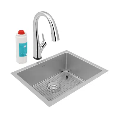 bilde for EFRU2115TFLC Elkay Crosstown® 16 Gauge Stainless Steel 23-1/2" x 18-1/4" x 8" Single Bowl Undermount Sink Kit with Filtered Faucet
