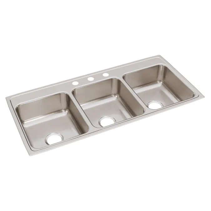 LTR46221_4_6 Lustertone® Classic Stainless Steel 46" x 22" x 7-5/8" Triple Bowl Drop-in Sink