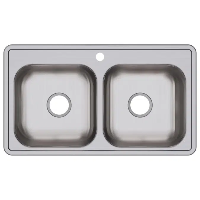 D233191_5_MR2 Dayton® Stainless Steel 33" x 19" x 6-7/16" Equal Double Bowl Drop-in Sink