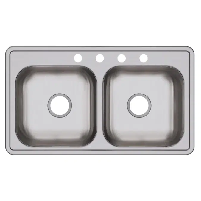D233191_5_MR2 Dayton® Stainless Steel 33" x 19" x 6-7/16" Equal Double Bowl Drop-in Sink