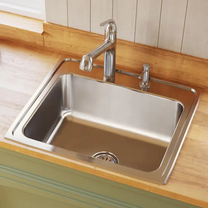 DLR2522101_4_MR2 Lustertone® Classic Stainless Steel 25" x 22" x 10-3/8" Single Bowl Drop-in Sink