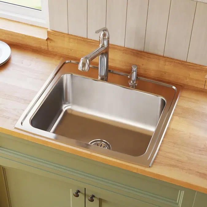 DLR2522101_4_MR2 Lustertone® Classic Stainless Steel 25" x 22" x 10-3/8" Single Bowl Drop-in Sink
