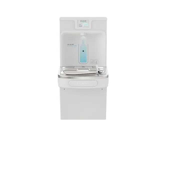 LZS8WSAP Elkay Enhanced Filtered Bottle Filling Station & Single ADA Cooler Arctic White Lead Reduction Drop Down Wrapper