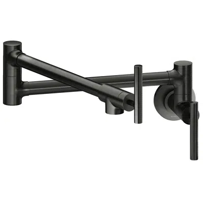 Imagem para Elkay Avado Wall Mount Single Hole Pot Filler Kitchen Faucet with Lever Handles Black Stainless}