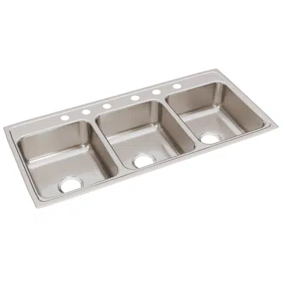 Image for Elkay Lustertone Classic Stainless Steel 46" x 22" x 7-5/8", 6-Hole Triple Bowl Drop-in Sink