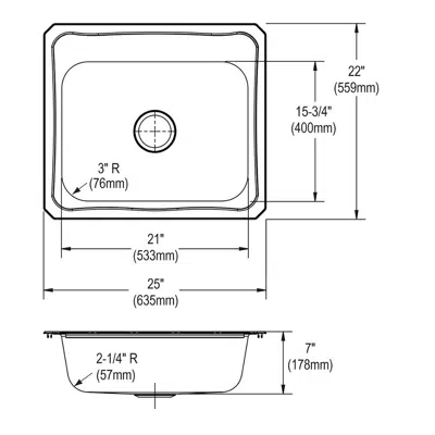 Image for CR2522 Celebrity® Stainless Steel 25" x 22" x 7" Single Bowl Drop-in Sink