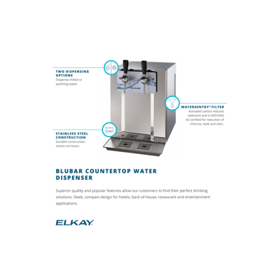 Image for Elkay Blubar Countertop Water Dispenser 20 GPH Filtered Stainless Steel