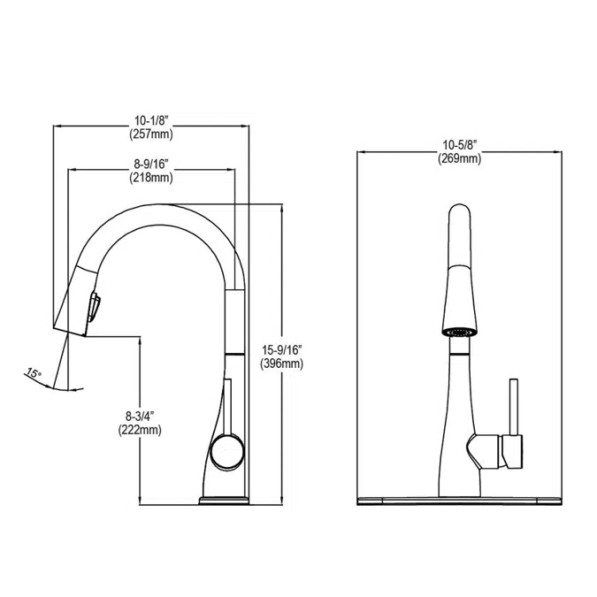 LKGT4083LS_CR Gourmet Single Hole Kitchen Faucet with Pull-down Spray and Forward Only Lever Handle
