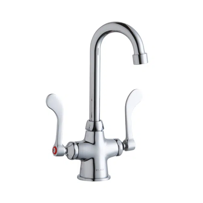 LK500GN04T4Elkay Single Hole with Concealed Deck Faucet with 4" Gooseneck Spout 4" Wristblade Handles Chrome