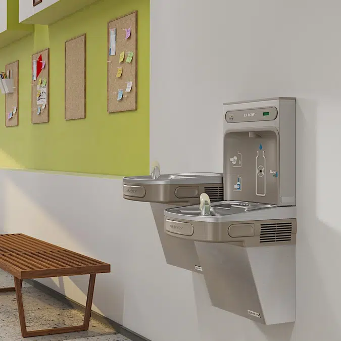 LZSTLG8WSSK Elkay ezH2O®  Bottle Filling Station & Versatile Bi-Level ADA Cooler High Efficiency Filtered Refrigerated Stainless