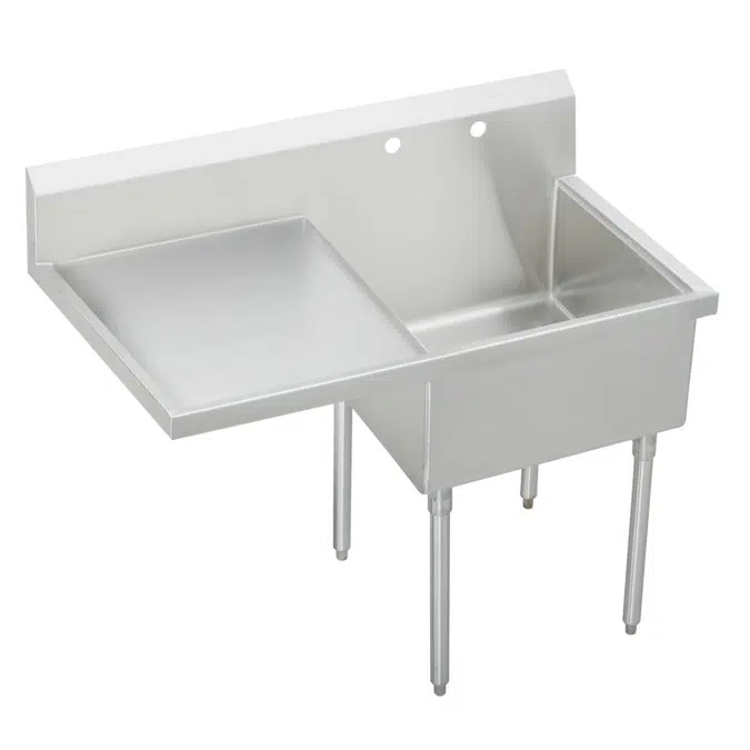 Elkay Sturdibilt Stainless Steel 49-1/2" x 27-1/2" x 14" Floor Mount, Single Compartment Scullery Sink w/ Drainboard