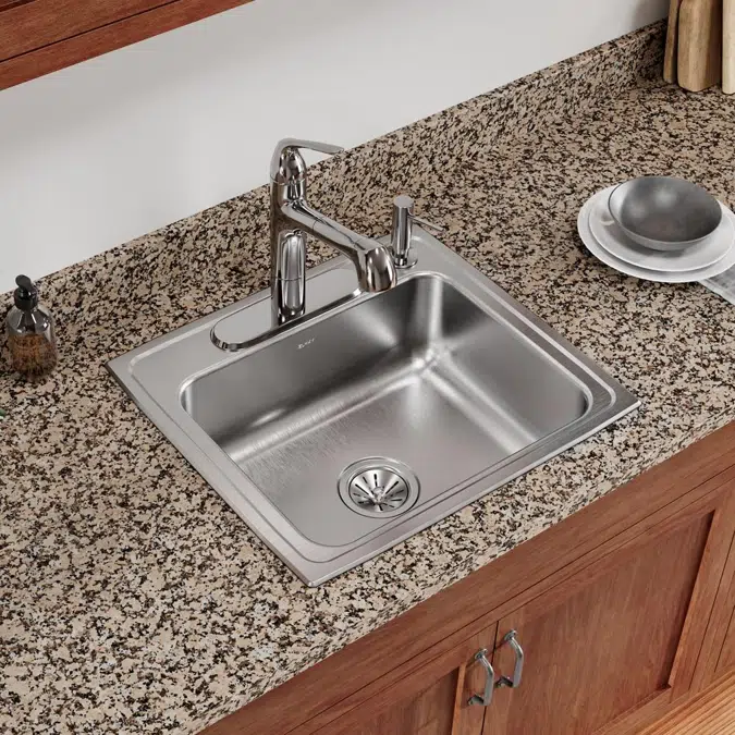 PSR22194 Elkay Celebrity® Stainless Steel 22" x 19-1/2" x 7-1/8" 4-Hole Single Bowl Drop-in Sink