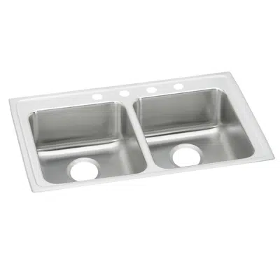 afbeelding voor LRAD3319551_4_MR2 Lustertone® Classic Stainless Steel 33" x 19-1/2" x 5-1/2" Equal Double Bowl Drop-in ADA Sink